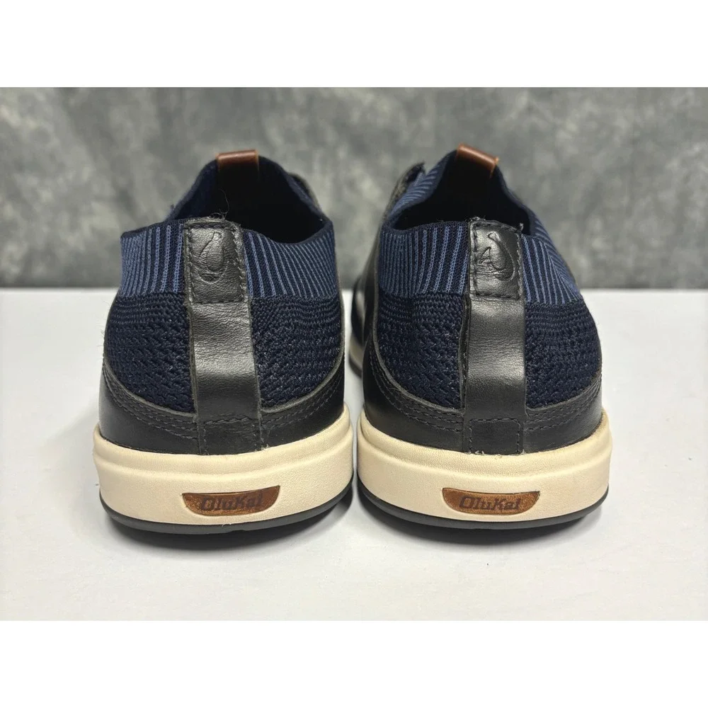 OluKai Makia Ulana Sneaker Mens 11.5 Navy Black Mesh Leather 10361-DEDE Casual